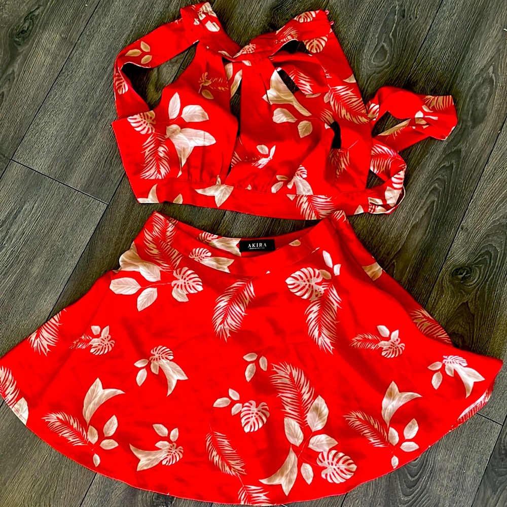 Red 2 piece skort and halter top! Perfect for Vacation!